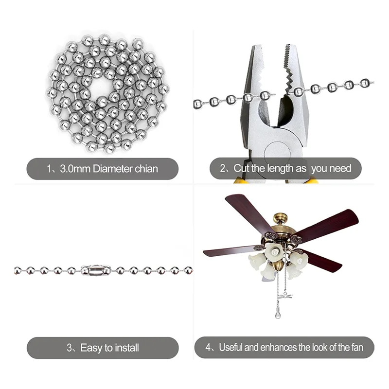 A88E-2 set di ventilatori decorativi da soffitto e ornamenti a catena leggera per la decorazione domestica, set di catene di estensione per tiranti per ventilatori