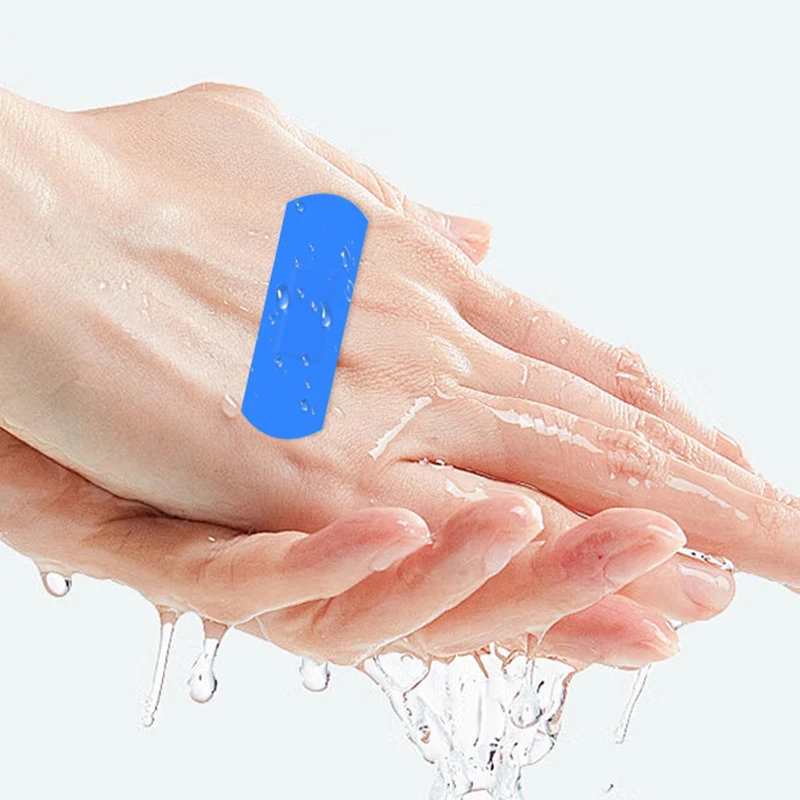 100pcs-blue-color-waterproof-medical-wound-band-aid-metal-detectable-hypoallergenic-adhesive-wound-plaster-food-band-aid