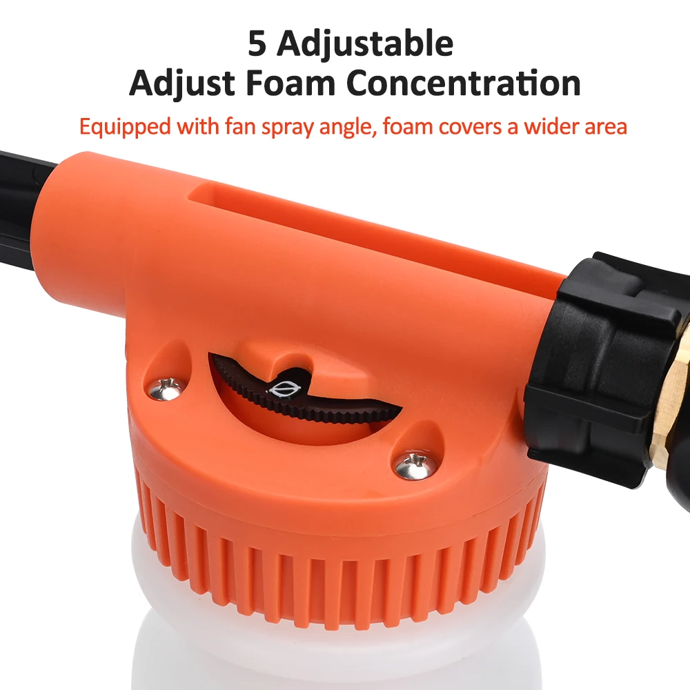 Car Wash Garden Hose Foam Gun Car Cleaning Snow Foam Lance Car Water Soap Foam Sprayer Low Pressure Adjustable Foam Gun