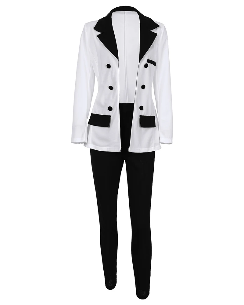 Women\'s Formal 2-Piece Office Tracksuits Ladies Outfits Lapel Collar Double Breasted Blazer Suit Pants Set Female 2023