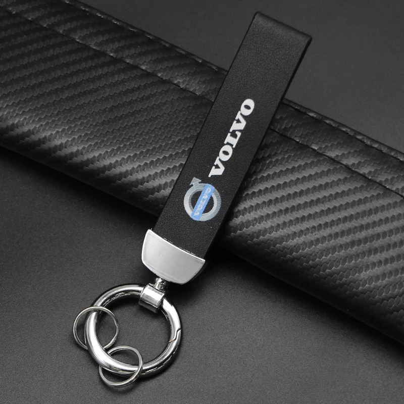 3D Metal+Leather Keychain Key Chain Ring Key Holder Auto Accessories For Volvo XC90 XC60 C30 T6 S60 C70 XC40 V40 XC70 V70 V60