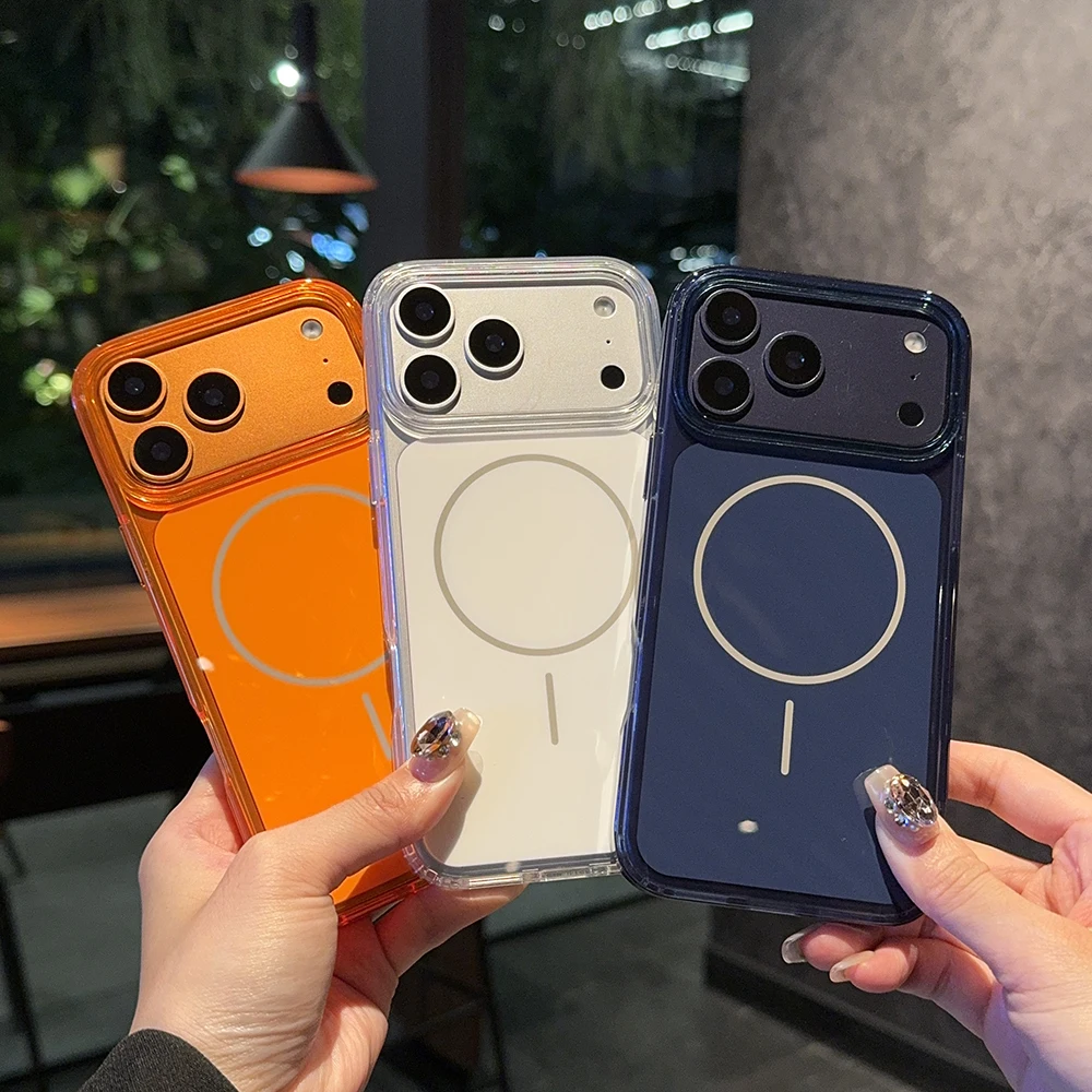 أحدث حافظة مغناطيسية قصيرة لهاتف آيفون 17 برو ماكس MagSafe شحن لاسلكي غطاء مضاد للسقوط ومضاد للصدمات لهاتف آيفون 17 برو