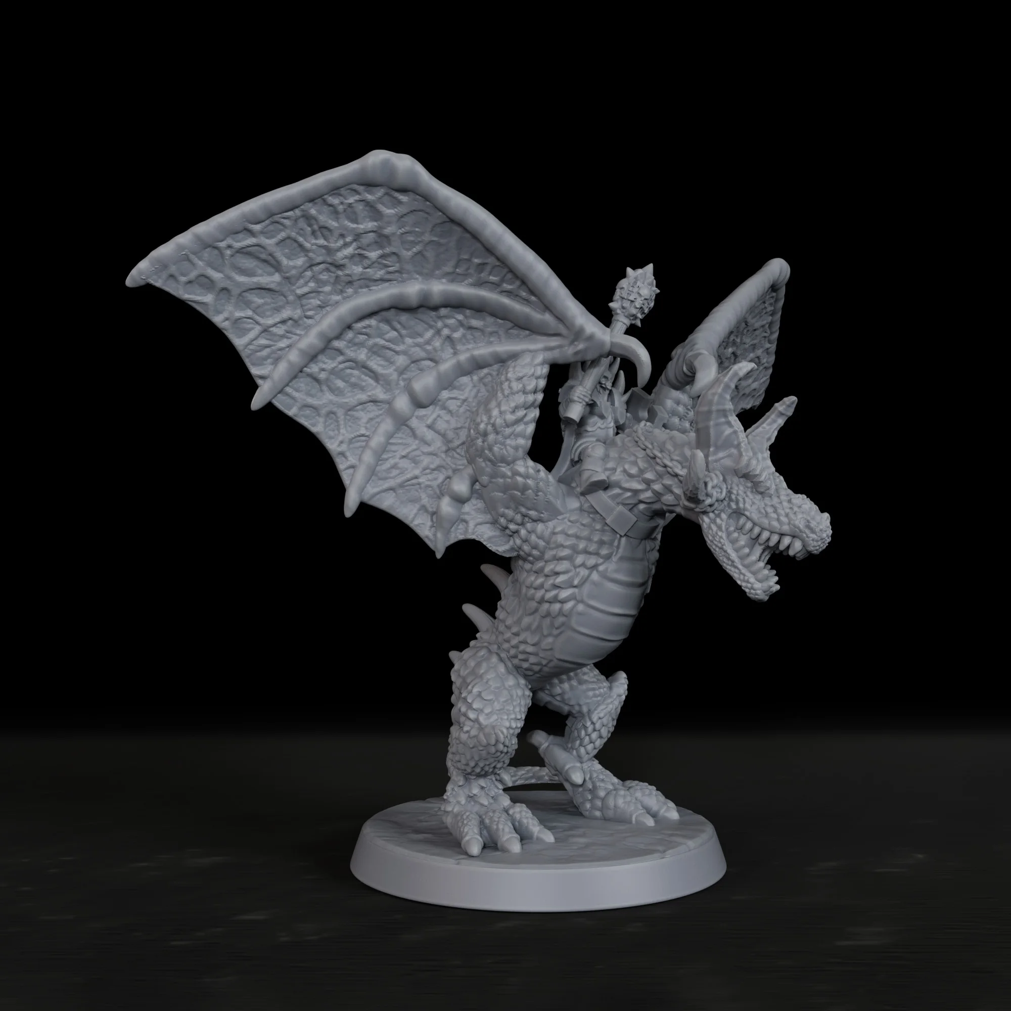 RPG Knight on Wyvern Miniature Set - Unpainted TTRPG Dragon  Figure, Removable Base, Ideal for Fantasy Diorama Terrain Scenarios view 5