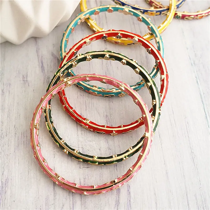 Vintage Cloisonne Enamels Thin Color Bangles for Women Accessories Chinese Traditional Handicrafts Bracelets