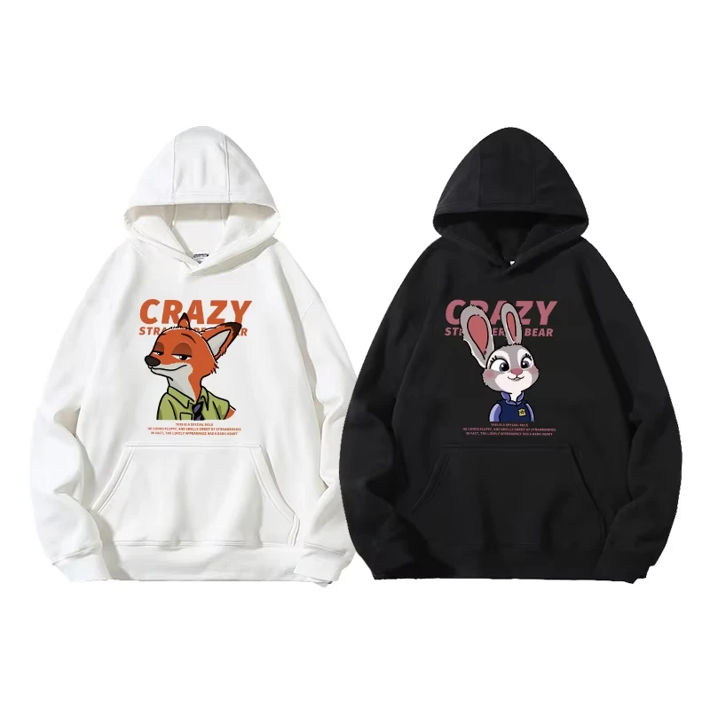 MINISO Felpa con cappuccio a maniche lunghe da coppia con cappello Felpa con cappuccio girocollo da coppia Zootopia Felpa con cappuccio anime casual vestibilità ampia top da coppia