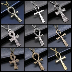 Simple Classic Fashion Cross Egyptian Ankh Life Symbol Pendant Short Long Chain Necklaces Jewelry For Women Men