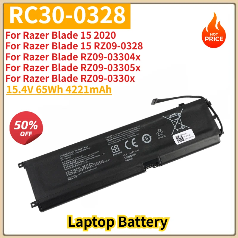 RC30-0328 Laptop Battery 15.4V 4221mAh for Razer Blade 15 2020 RZ09-03305x RZ09-0330x RZ09-0328 RZ09-03304x Replacement Battery