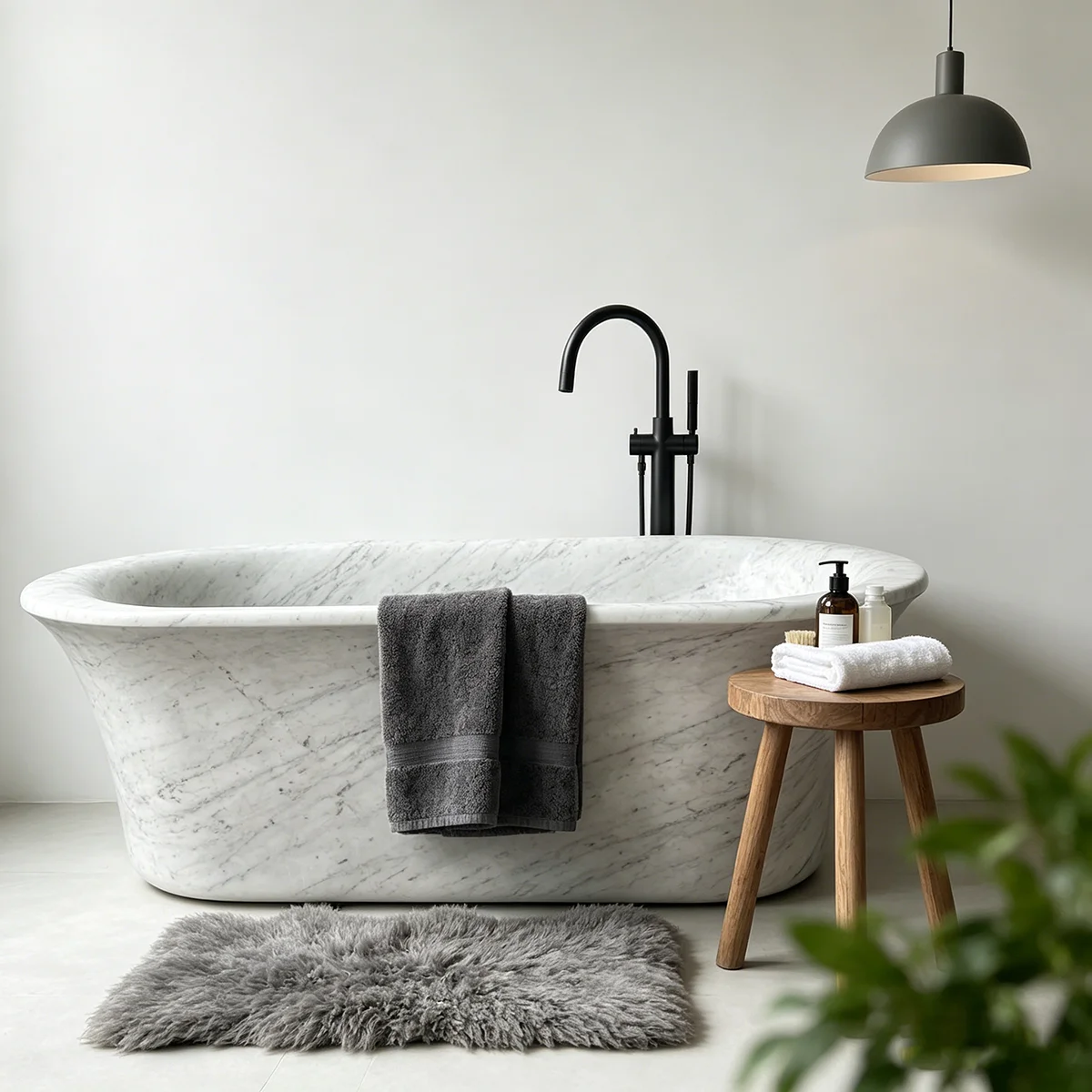 #￥Wholesale Carrara White Marble Bathtub for Modern 12 Inch Deep Bathtubs Standalone Bathtub for Villa Hotel