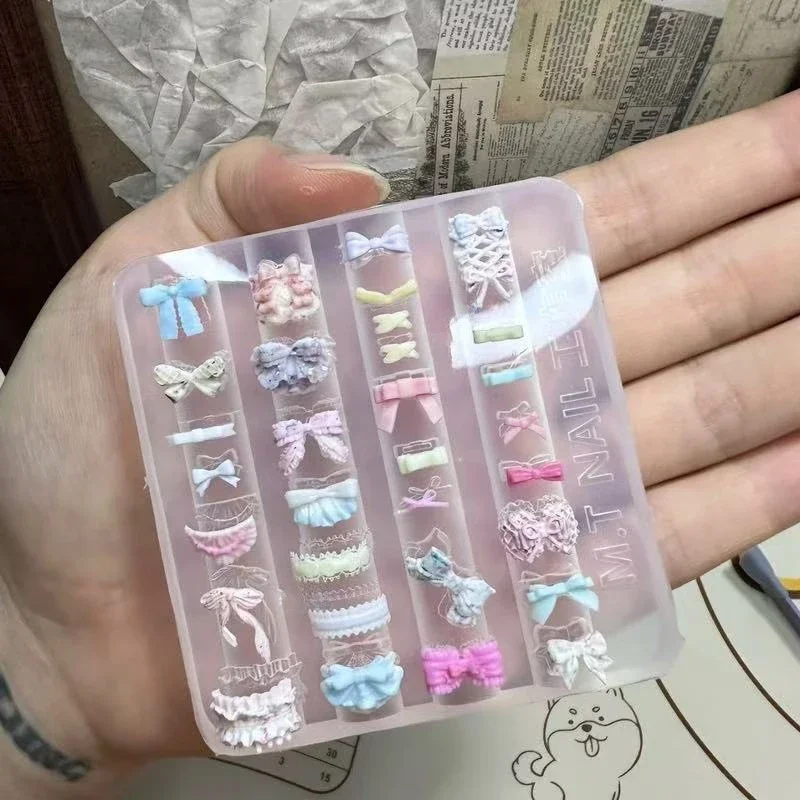 3D Nail Art Dekorationen Bär Kaninchen Silikon Schnitzform UV Gel Nagellack Stempeln Schablonen Relief Schleife DIY Design Nagel Charm