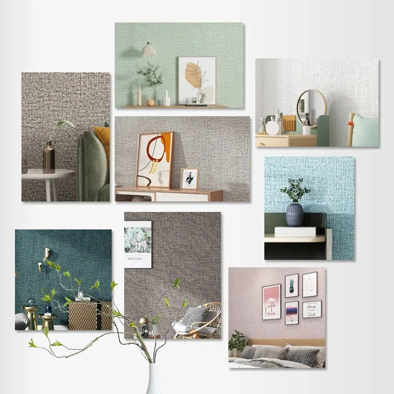 50 سنتيمتر الكتان خلفية مقاومة للمياه ثلاثية الأبعاد رغوة ذاتية اللصق الجدار ملصق جدار تغطية لوحة لغرفة المعيشة زخرفة خلفية