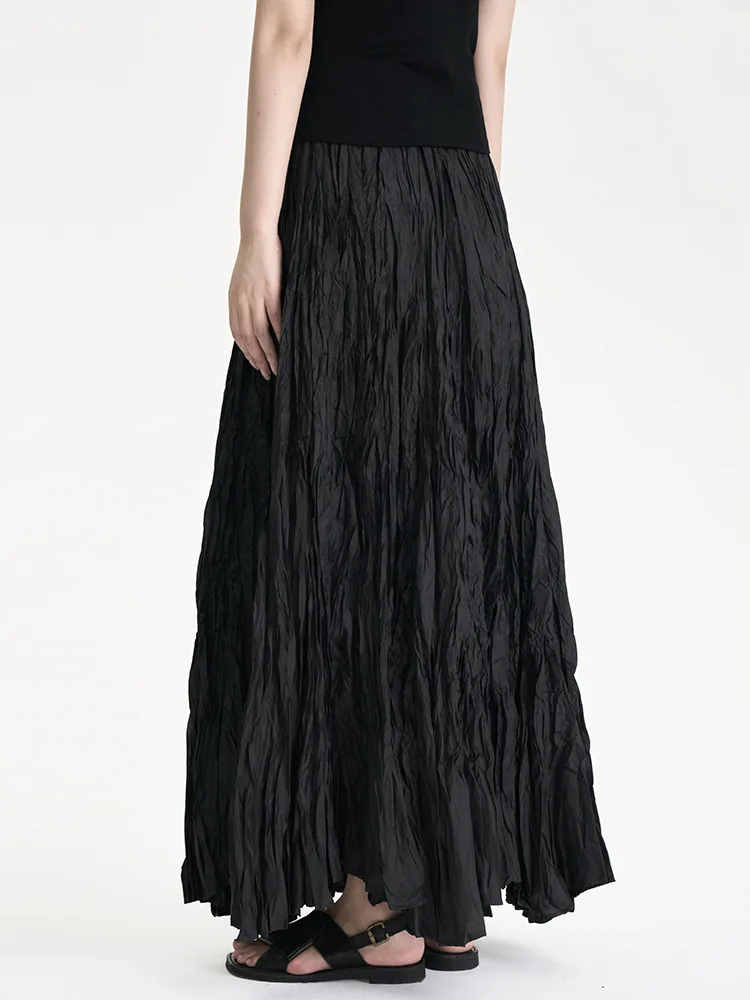 Seoulish Spring Summer High Waist Irregular Pleasted Women's Long Skirts 2026 New Solid Vintage Casual Umbrella Skirts Female