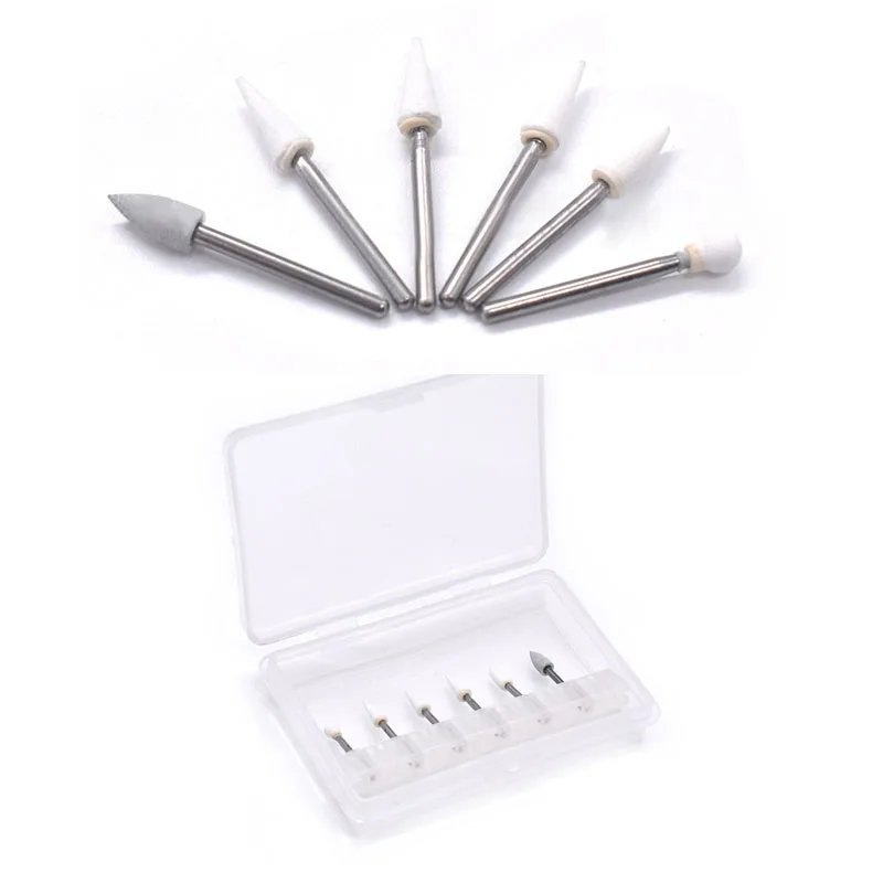 

6 шт./кор., высокоскоростная керамическая шлифовальная головка, хвостовик 1,6 мм для PFM, инструмент для реставрации коронок, инструмент для полировки зубов