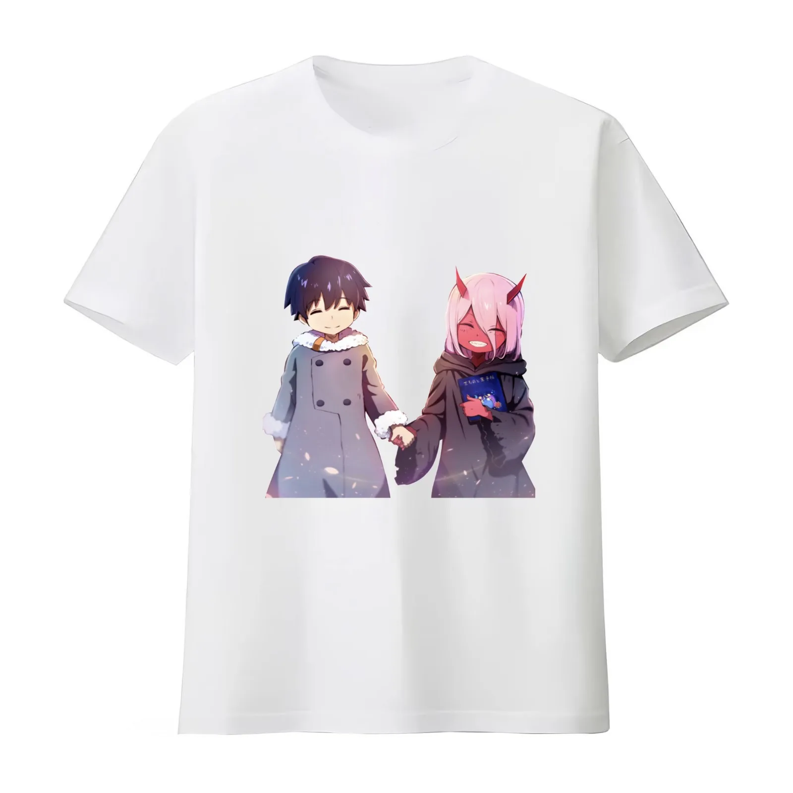 Hiro and Zero Two | Darling in the Franxx T-Shirt Summer Casual Cotton Tee Oversized Streetwear Tops Vintage Graphic Print