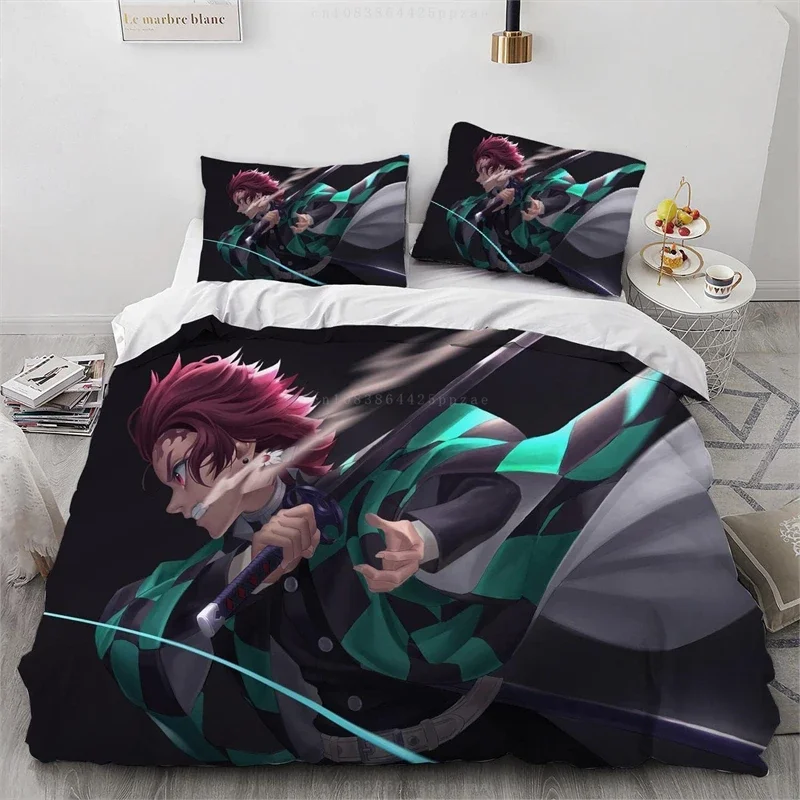 Ne-Zuko Anime Duvet Cover 3 Piece Bedding Set,Teen Anime Comforter Cover Set Super Soft Duvet Cover with Pillowcase