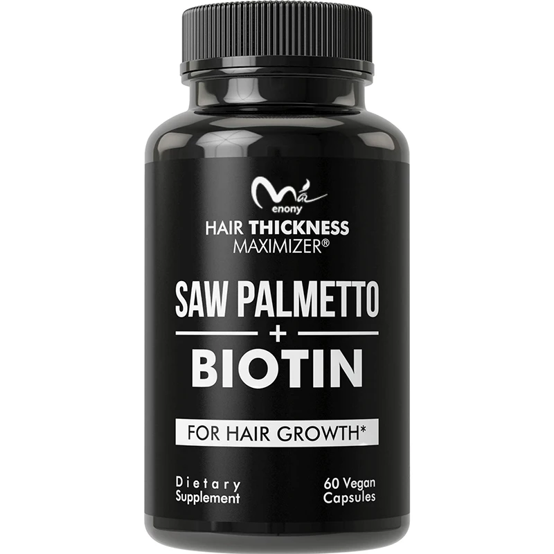 

Saw Palmetto + Biotin Advanced 2-in-1 Combo for Hair Growth. Vegan Capsules Supplement with Natural Saw Palmetto Extract