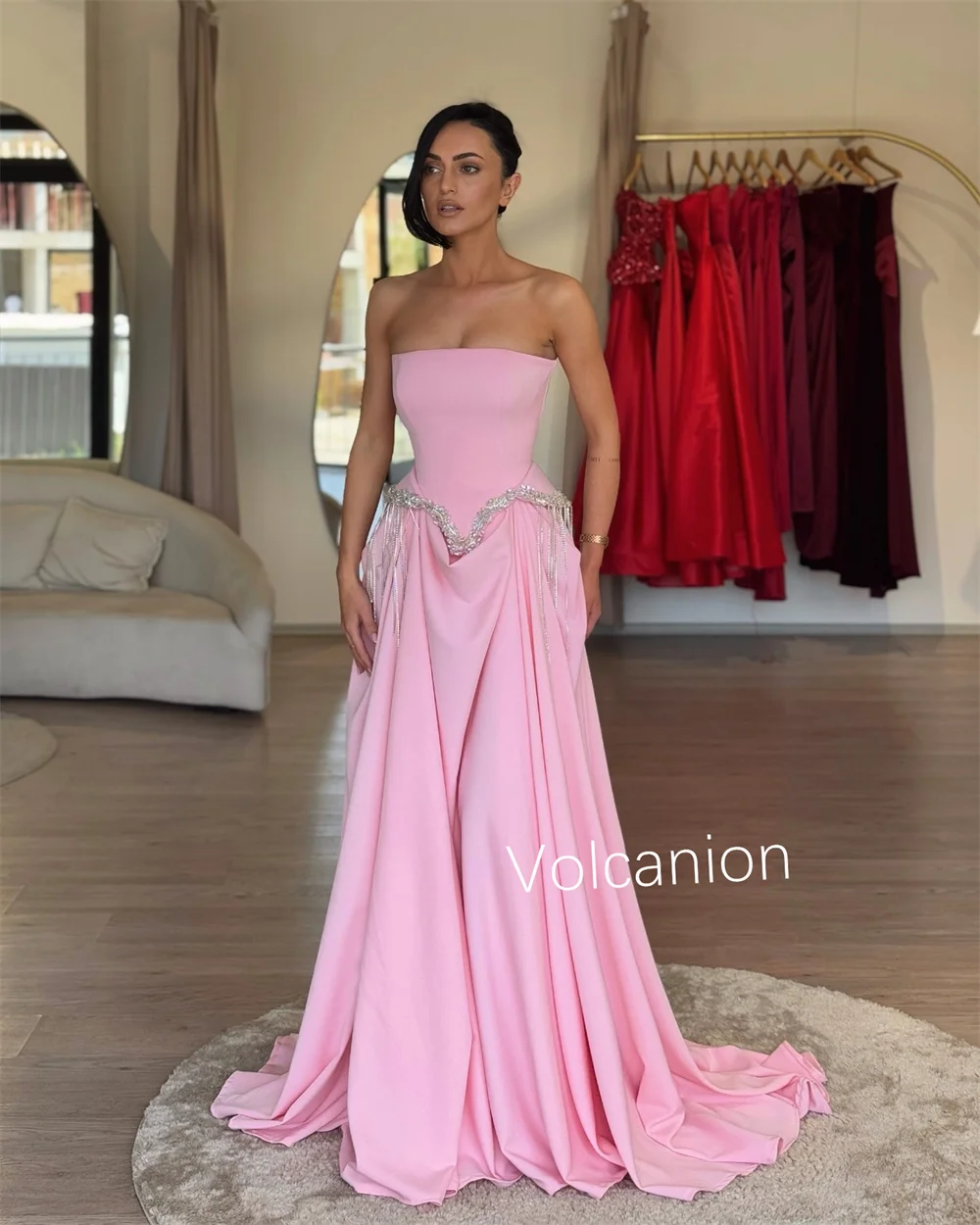 تخصيص جيرسي مطرزة الطية ألف خط فساتين طويلة حمالة مناسبة مخصصة جودة عالية رائعة