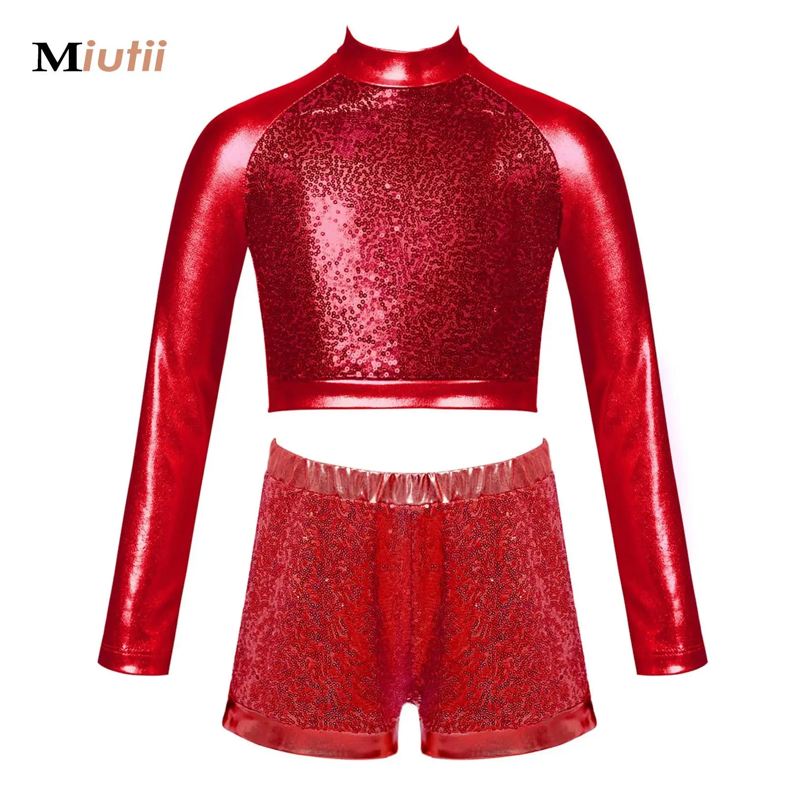 jazz-hip-hop-danca-topos-ballet-shorts-desempenho-dancewear-conjunto-para-criancas-meninas-manga-longa-frente-lantejoulas-atletico-camisetas-terno