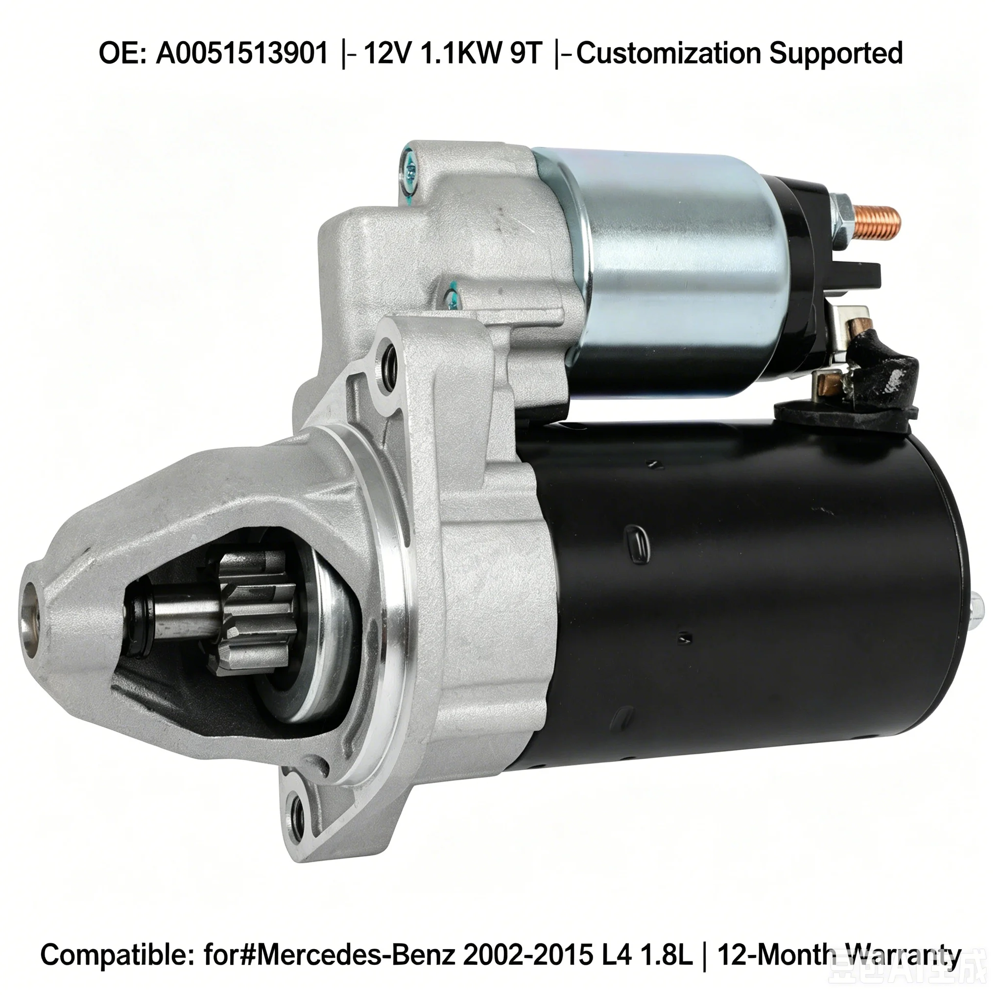 Starter Motor OE A0051513901 12V 1.1KW 9T for Mercedes-Benz 1.8L Turbo C230 C250 SLK250 M271 W203 W204 R172