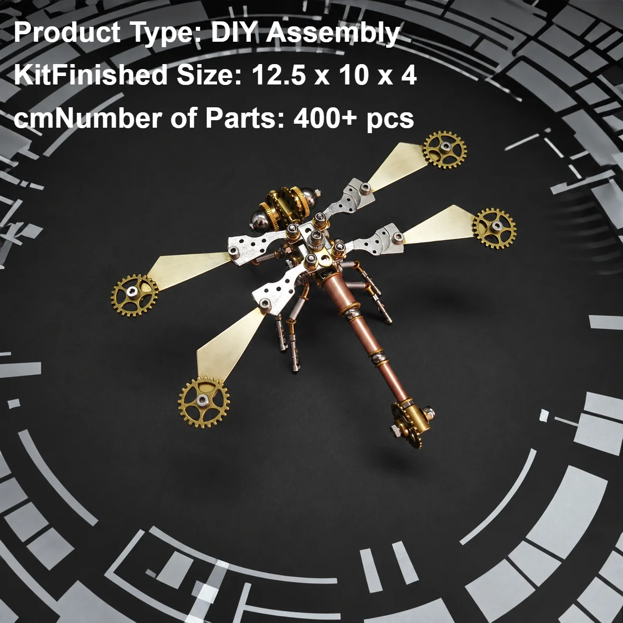 3D Metal Dragonfly Puzzle DIY Mechanical Insect Model Kit Steampunk Gear Assembly Building Toy Desk Ornament Gift for Adults