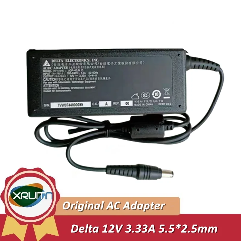 델 S2419H S2719H 모니터 전원 공급 장치용 정품 델타 ADP-40JH D 충전기, 12V 3.33A AC/DC 어댑터, 5.5x2.5mm