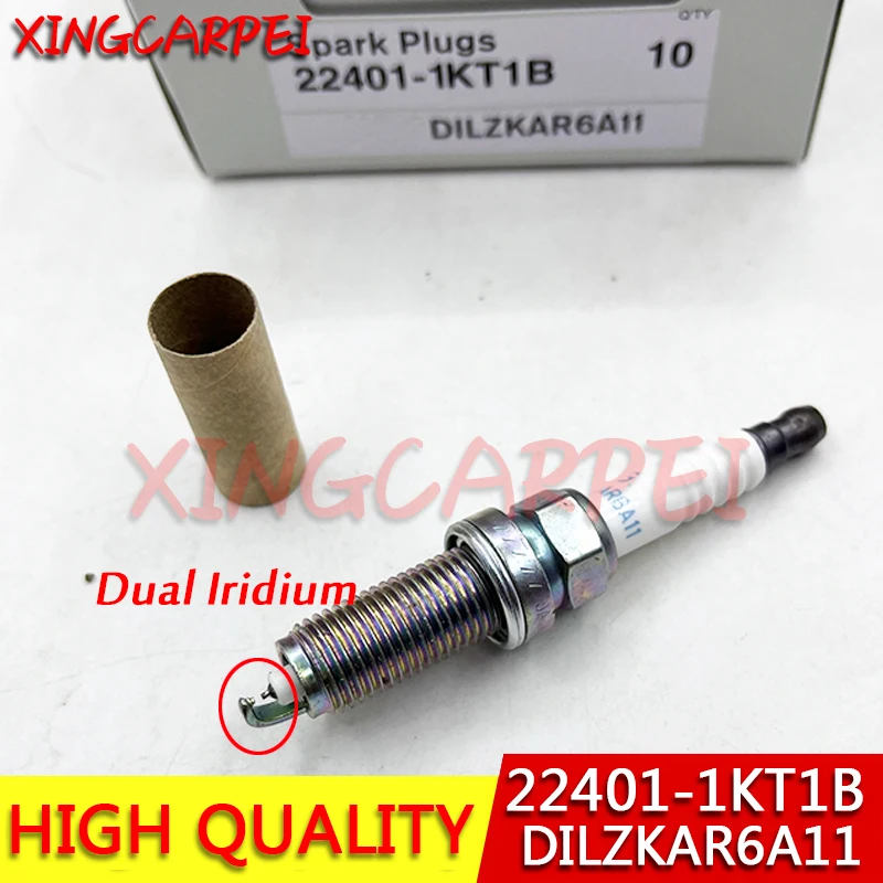 Bujía de iridio Dual de 4-6 piezas 22401-1KT1B para Nissan JUKE F15 QASHQAI J10 NJ10 JJ10E 1,6 HR16DE ENG DILZKAR6A11 91691, pieza de automóvil