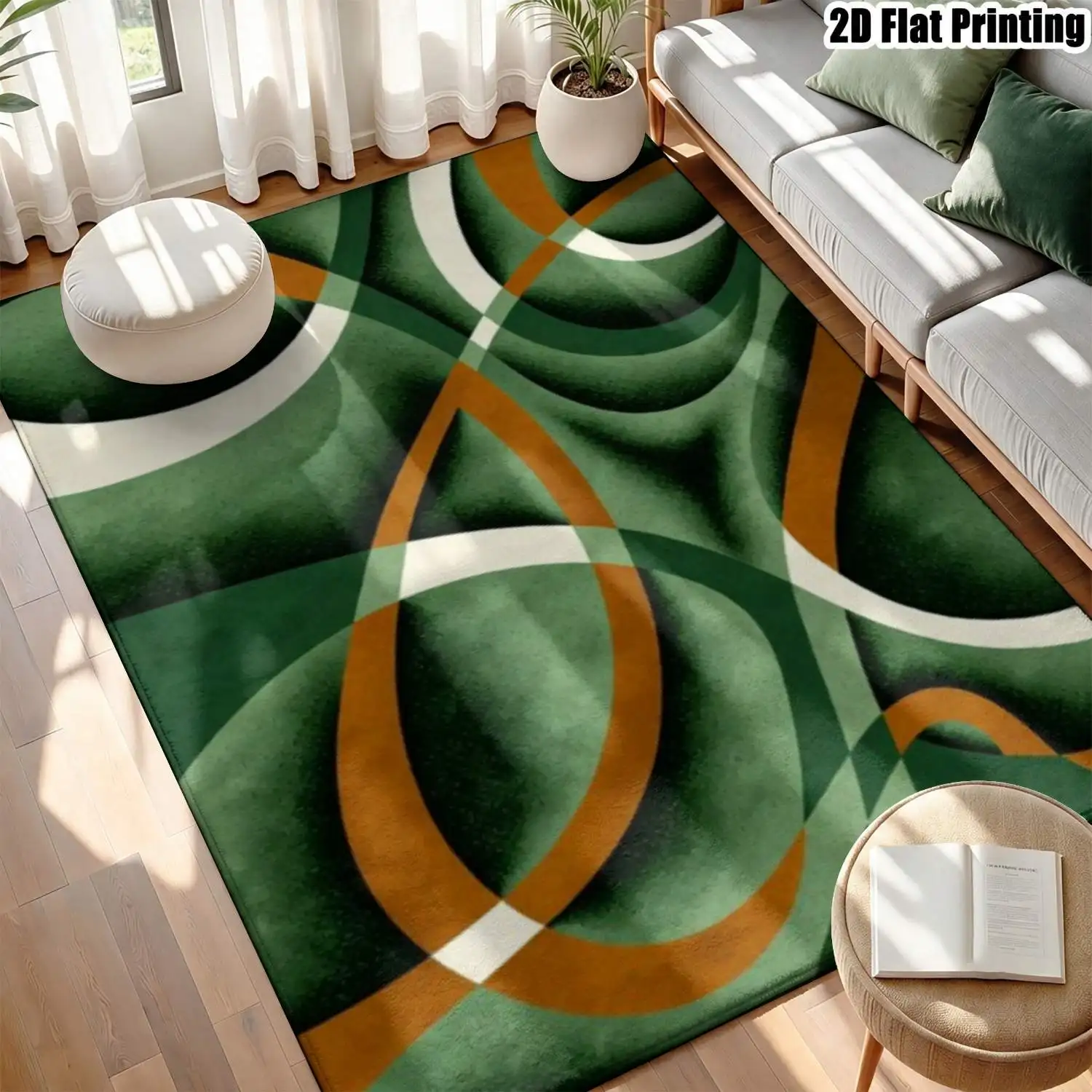 Abstract Interlocking Loop Area Rug Modern Creative Art Printing Carpet Luxury Studio Balcony Porch Floor Cushion