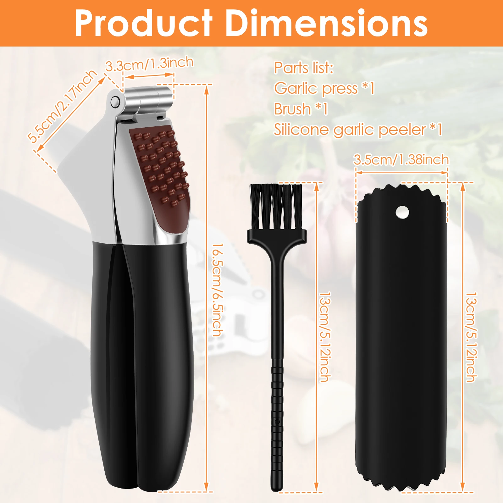 Manual Garlic Press Zinc Alloy Mashed Garlic Mincer Crusher Machine Ergonomic Grip Handle Cooking Ginger Crusher Kitchen Tool