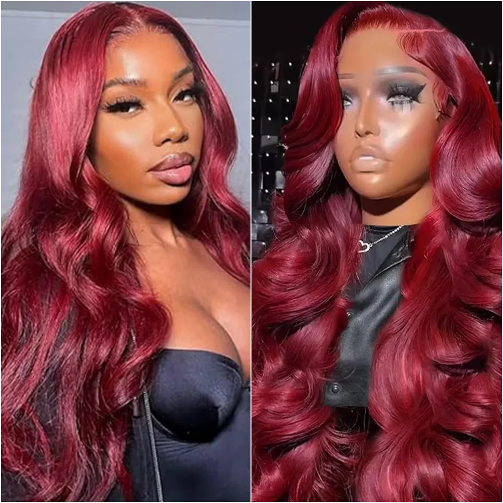

30 40 Inch 99J Burgundy HD Lace Front Wig 13x6 200 Density Body Wave 100% Human Hair Wigs 13x4 Lace Frontal Wigs Brazilian Hair