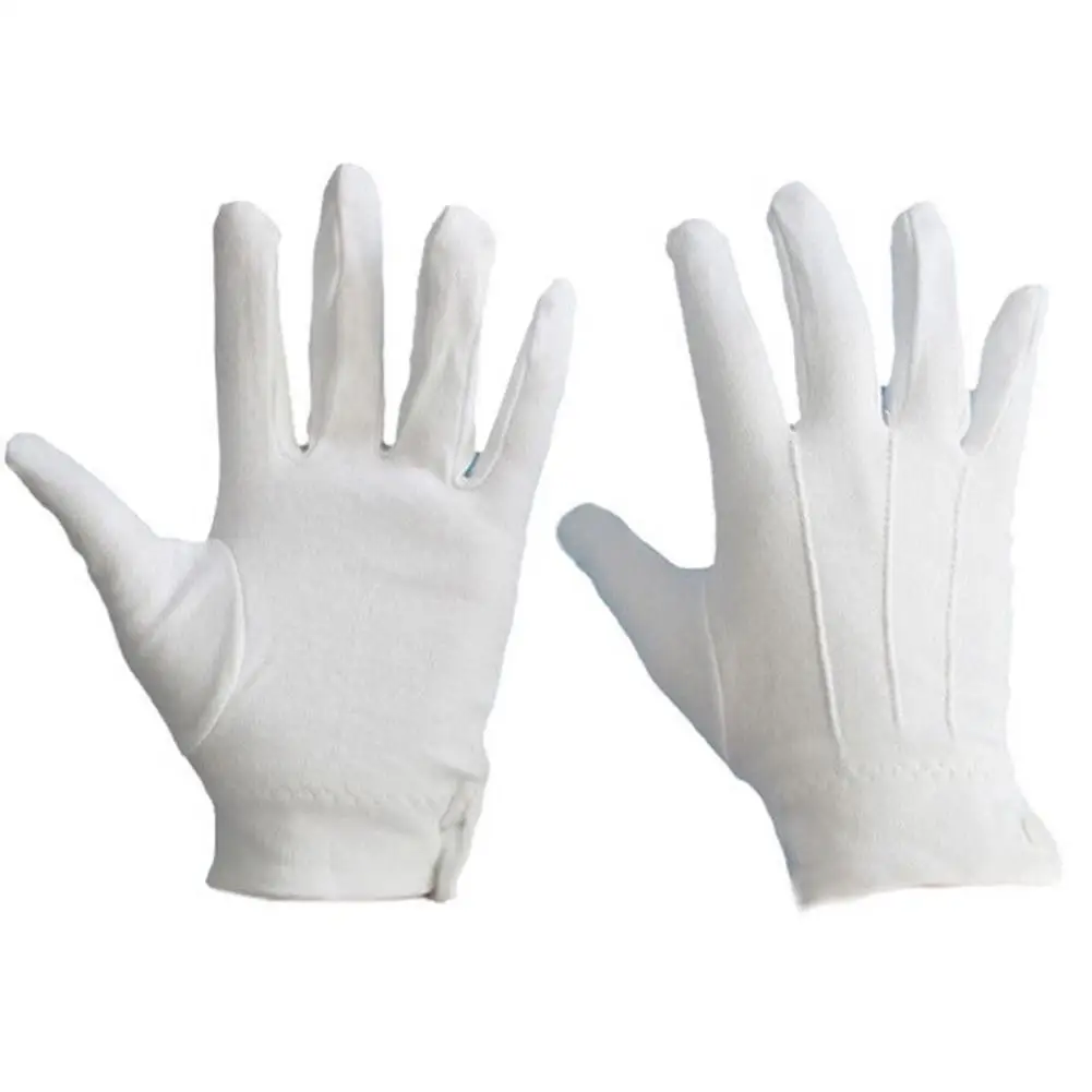 White Gloves Thin Section Driving Security Long Button Work Protective Etiquette Parade Santa Inspection Dress Working Gloves