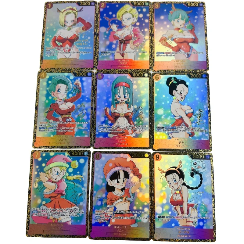 9 Sheets Flash Card Dragon Ball Bulma Chichi Android 18 Anime Girl Christmas Seris Diy Action Toy Figures Game Collection Gift