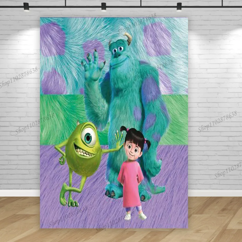 Vertical Monster Inc Background Boo Boy Girl Birthday Party Monsters University Photography Backdrop Baby Shower Banner Decor