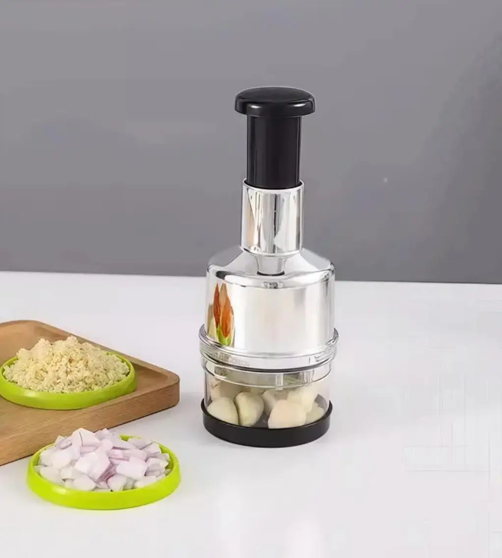 مفرمة خضروات يدوية، محضر طعام يدوي بدون جهد مع شفرات من الفولاذ المقاوم للصدأ للأعشاب الطازجة والخضروات #2