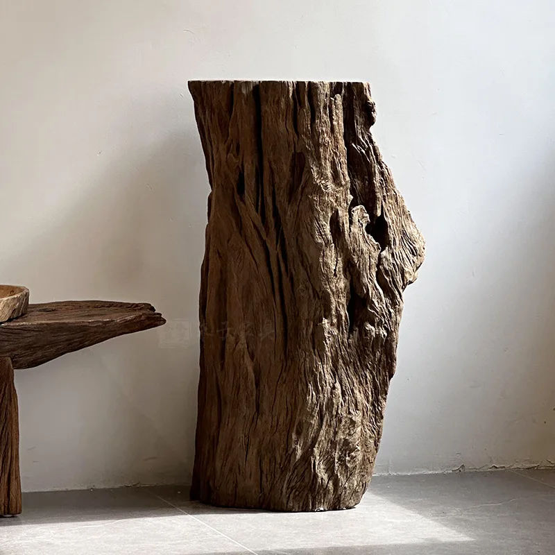 Factory Direct 2026 Customized wabi-sandy wind solid wood pier, living room decoration, bedroom root carving furniture, floor-to