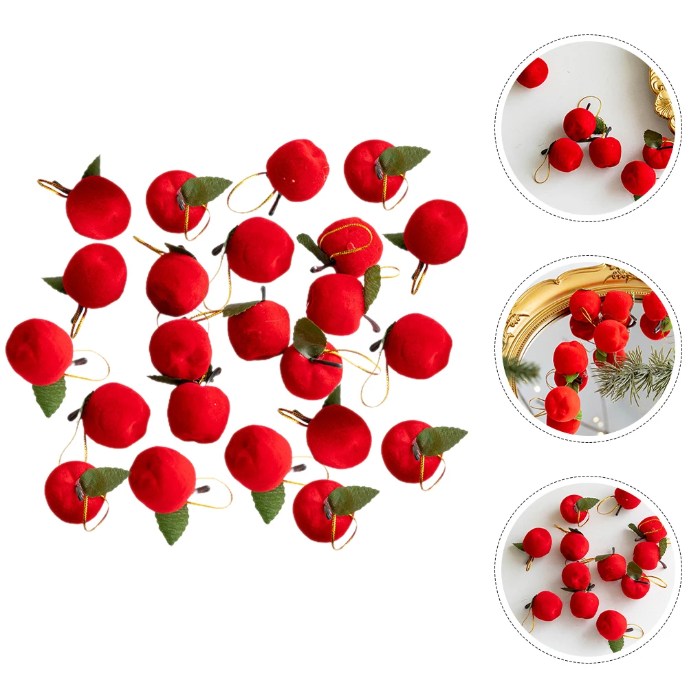 

60pcs Apple Hanging Ornaments Christmas Tree Pendants Xmas Decorative Pendant Festival Decoration Shatterproof Hanging Prop For