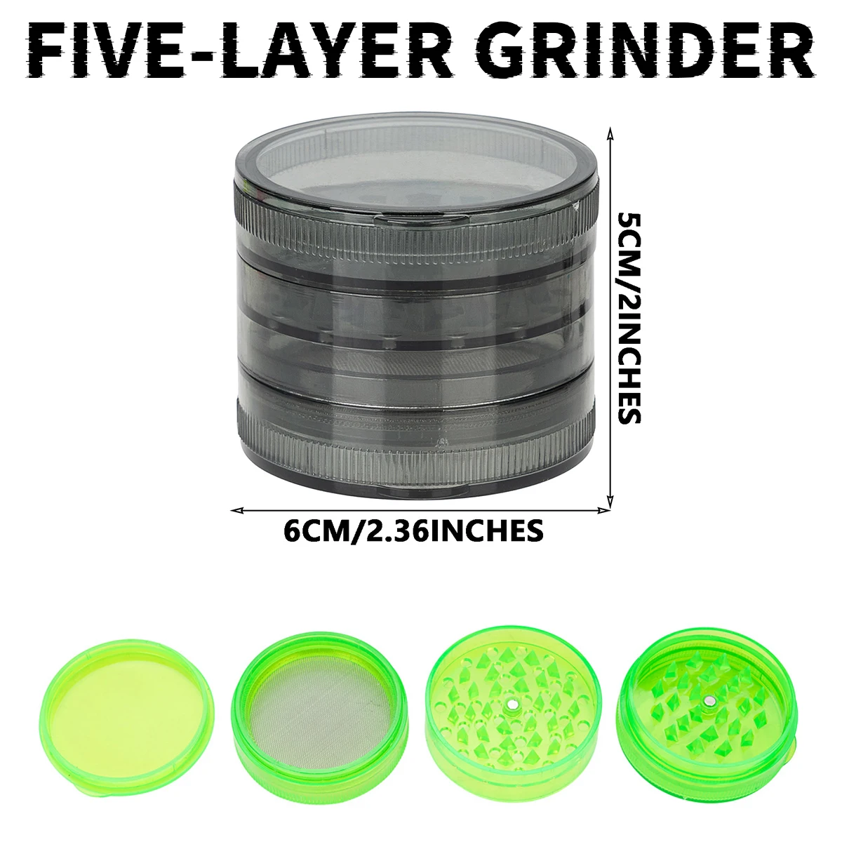 60mm Plastic Tobacco Herb Grinder Smoking Household Accessories Grinder 5 Layer Round Shape Hand Spice Crusher Smoke Accesoires