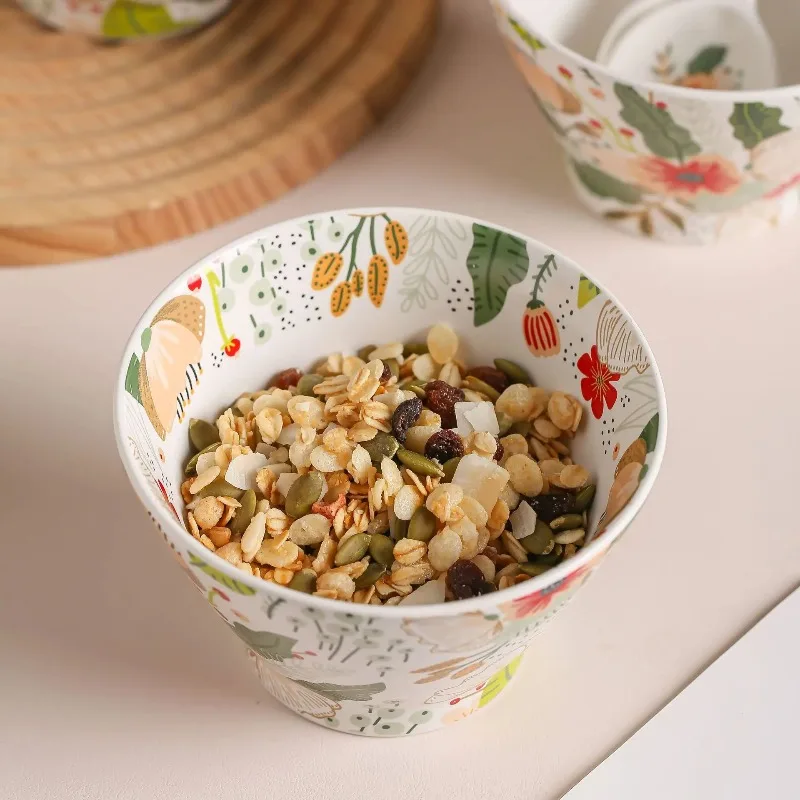

Colorful cloud flower series tableware 5-inch hat bowl new household set ins thickened and anti-scalding