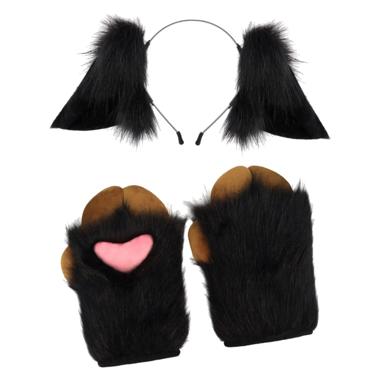 

Animal Ears Headband Paw Gloves Furry Funny Gifts Party Decor Cosplay Props for Performance Role Play Birthday Carnival Easter