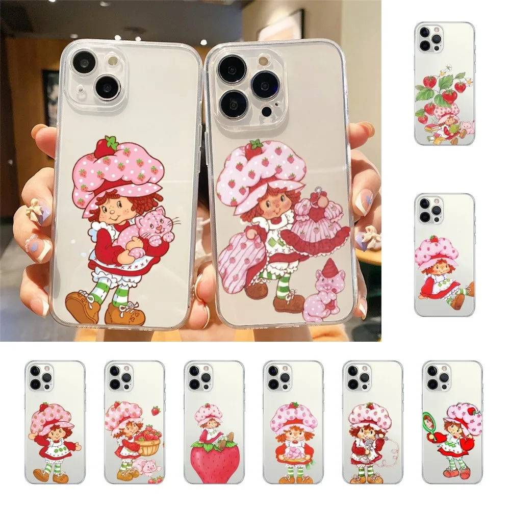 S-Strawberry S-Shortcake Girl Phone Case For Iphone 15 11 13 14 Pro Max 7 8 Plus X Xr Xs Max 16pro 12mini Transparent Cover