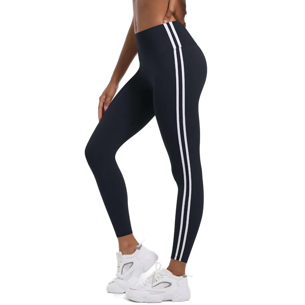 Mulheres ginásio leggings duas linhas sem costura esportes fitness leggins ao ar livre yoga collants push up calças de treino de náilon S-XXL