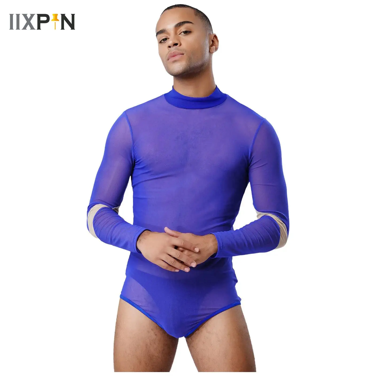 

Sexy Mens Undershirts Gay Sissy Lingerie Mesh Sheer Bodysuit Long Sleeve Back Zipper Wrestling Singlet Leotard Jumpsuit Pajama