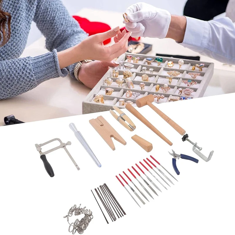 Top-Jewelry Making Tools Jeweler Saw Frame Blade Wire Cutter Needle File Ring Mandrel Jewelry Tool Set For Jewelry Making