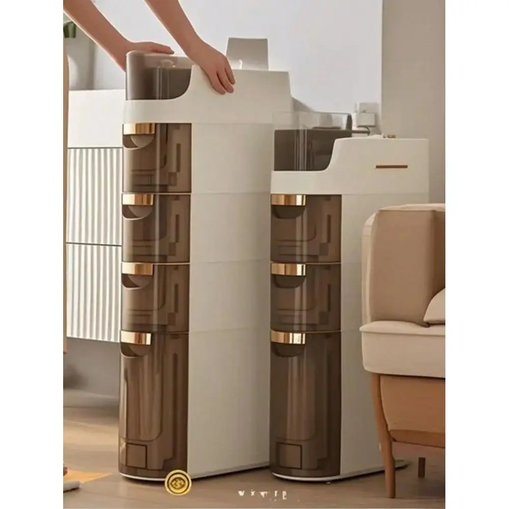 

1pc 3 4 5 Layer Slim Plastic Large Capacity Shower Storage Cabinet Drawer Type Bathroom Storage Shelf, Narrow Corner Pull Out S