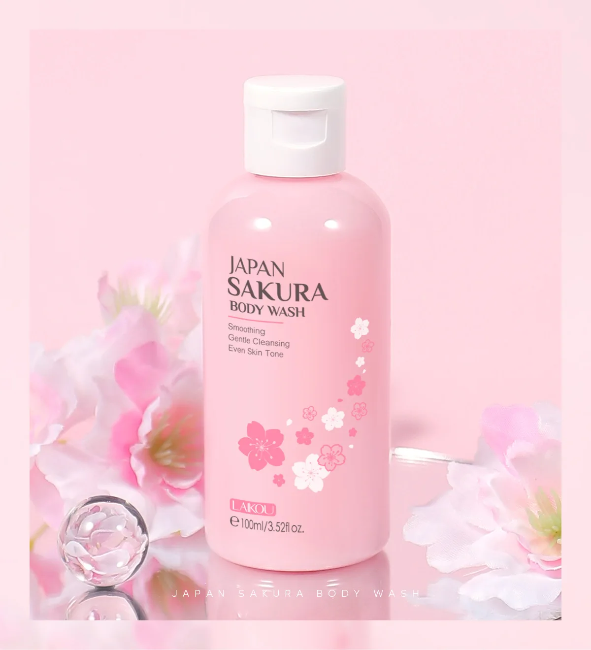 LAIKOU Sakura Shower Gel Long Moisturizing Smooth Long Lasting Fragrance Gentle Foam Body Cleansing Bath Product 100ml