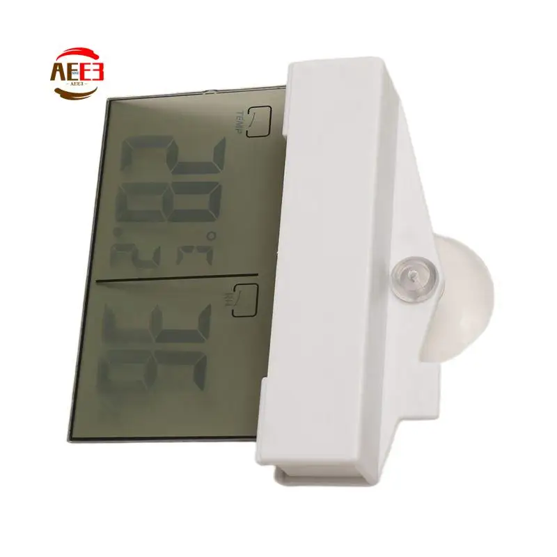 AEE3-Digital Transparent Home Window Display Thermometer Hygrometer Indoor Outdoor Temperature Indoor Humidity Meter Station Wit