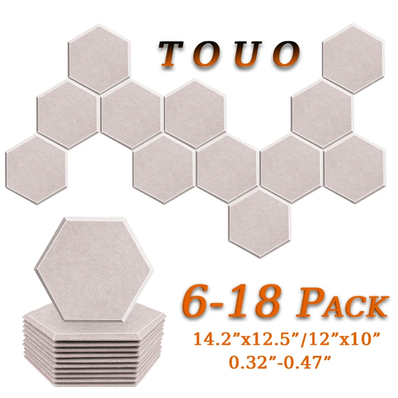 

TOUO Acoustic Panel 6/12/18 Pcs High-Density Sound Absorbing Panels Sound Insulation Treatment Studio Acoustic Treatment