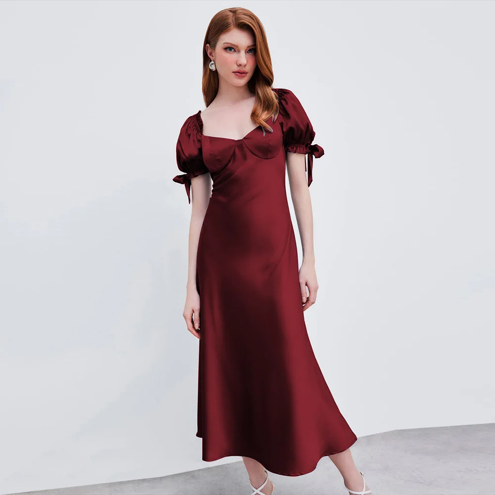 New Red Satin Mermaid Dress Bodycon Fishtail Evening Party Gown Custom