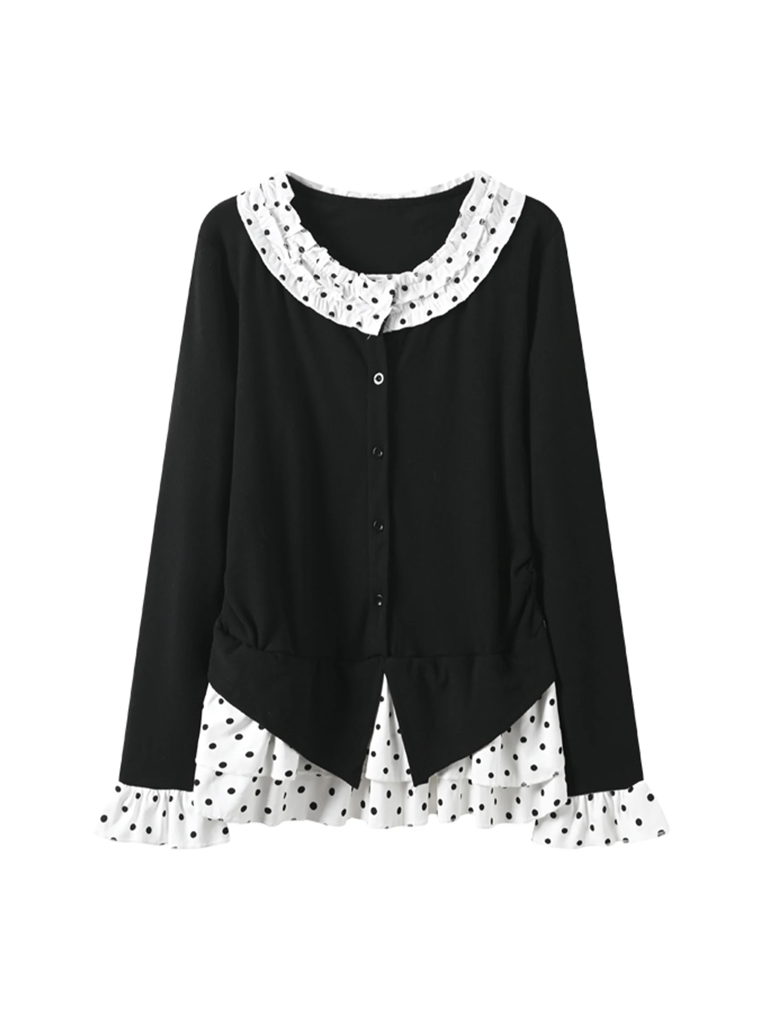 

Women's Black Gothic Emo Patchwork T-shirt Y2k Gyaru Tee Top 2000s Aesthetic Vintage Long Sleeve Oversize Knit T-shirts Clothes