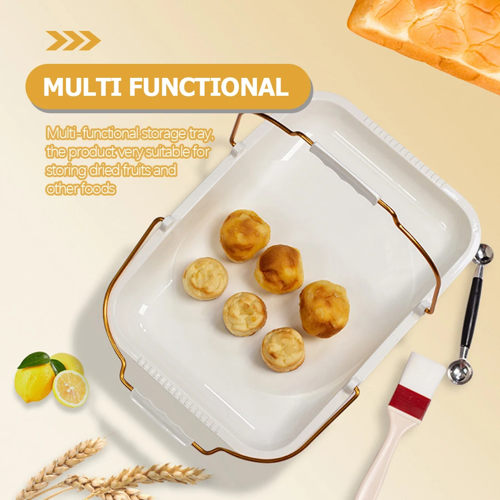 

Bread Serving Tray Rectangular PP Material Cake Container Easy Clean Multi Purpose Food Storage Plate Restaurant Hotel Family