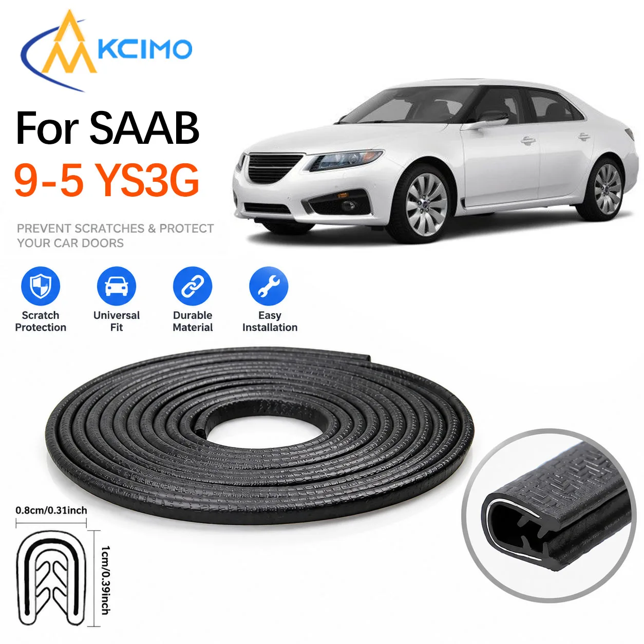 Car Door Edge Anti Scratch Guard For SAAB 9-5 YS3G 2010-2012 PVC Seal Strip With Built‑in Steel Sheet