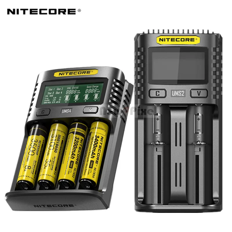 NITECORE UMS4 UM4 UMS2 UM2 SC4 Intelligent QC Charger For 18650 16340 21700 20700 22650 26500 18350 aa aaa Battery Charger